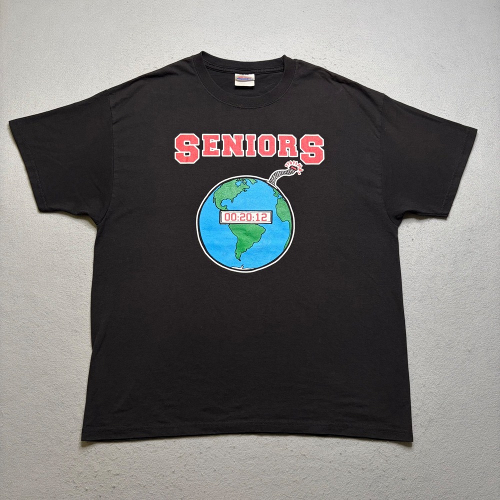 Hanes T-Shirt Mens XL‎ Black Seniors 2012 Goin Out With A Bang Y2K Graphic Tee